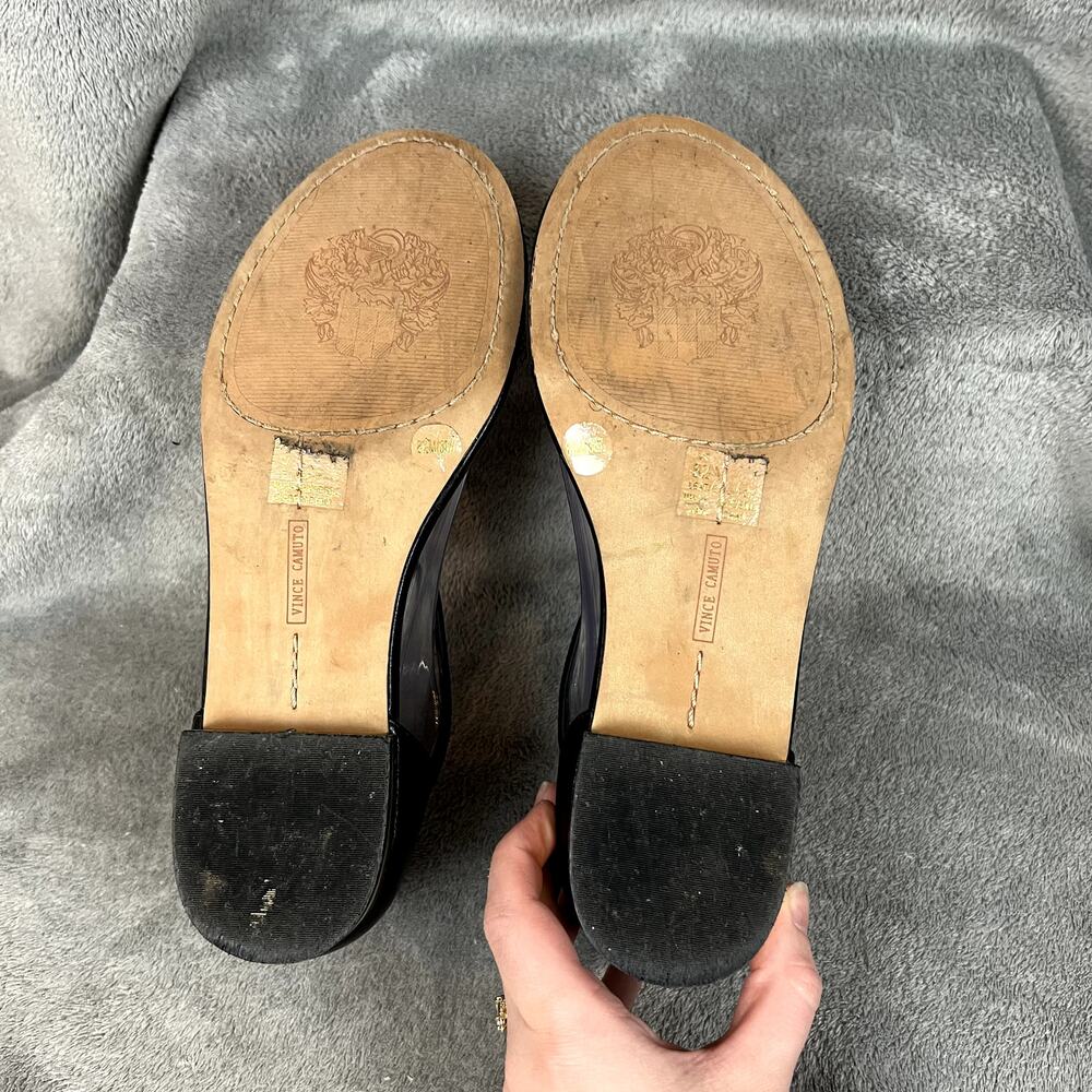 Vince Camuto Thong Flat Sandals Womens 8.5 Black Leather Summer - Picture 6 of 11